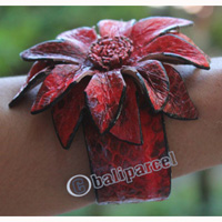 Bangle, Made From Leather Snake Skin 
