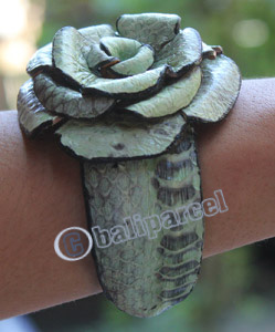 Bangle, Made From Leather Snake Skin 