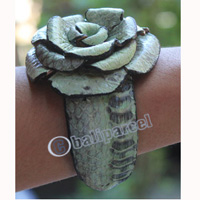 Bangle, Made From Leather Snake Skin 