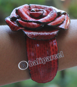 Bangle, Made From Leather Snake Skin 