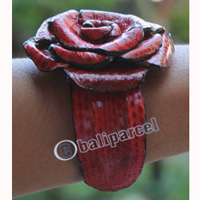 Bangle, Made From Leather Snake Skin 