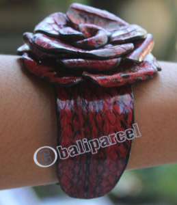 Bangle, Made From Leather Snake Skin 
