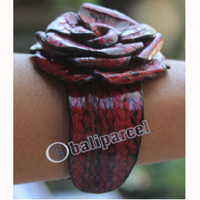 Bangle, Made From Leather Snake Skin 