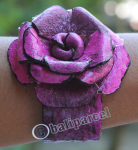 Bangle, Made From Leather Snake Skin 