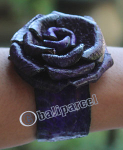 Bangle, Made From Leather Snake Skin 
