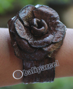 Bangle, Made From Leather Snake Skin 