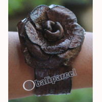 Bangle, Made From Leather Snake Skin 