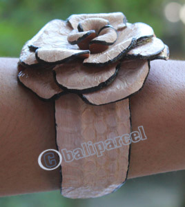 Bangle, Made From Leather Snake Skin 