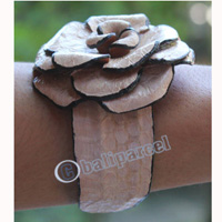 Bangle, Made From Leather Snake Skin 