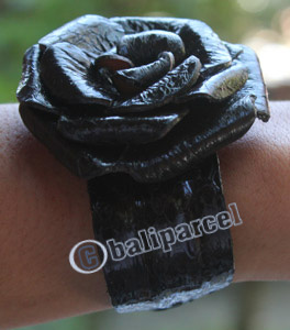 Bangle, Made From Leather Snake Skin 