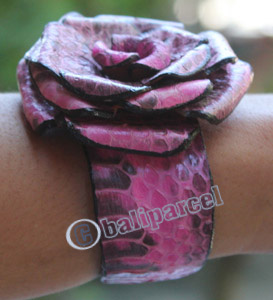 Bangle, Made From Leather Snake Skin 