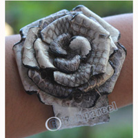 Bangle, Made From Leather Snake Skin 