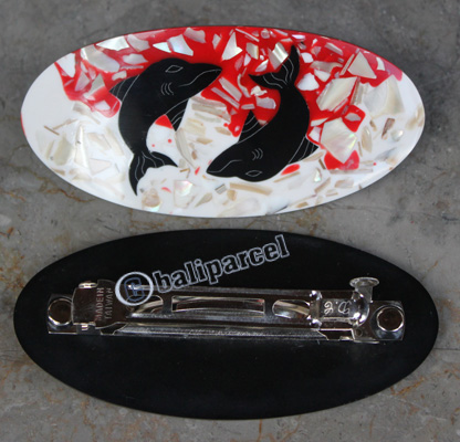 Hair Clip, Made From Resin Inlaid Shell