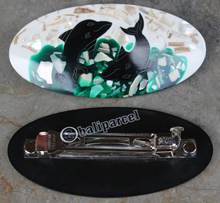Hair Clip, Made From Resin Inlaid Shell