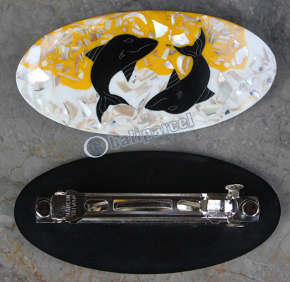Hair Clip, Made From Resin Inlaid Shell