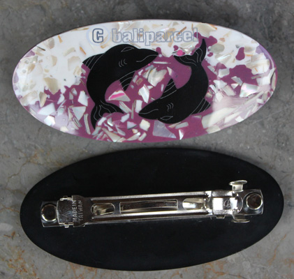 Hair Clip, Made From Resin Inlaid Shell