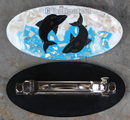 Hair Clip, Made From Resin Inlaid Shell