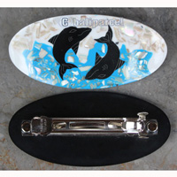 Hair Clip, Made From Resin Inlaid Shell