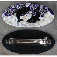 Hair Clip, Made From Resin Inlaid Shell