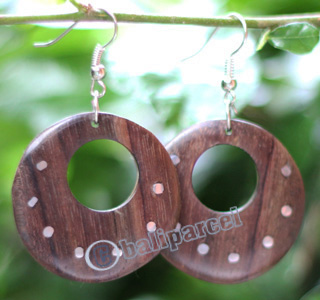 Wooden Earring, Made From Sono Wood With Stainless