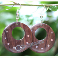 Wooden Earring, Made From Sono Wood With Stainless