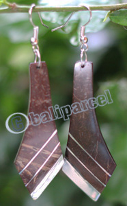 Wooden Earring, Made From Sono Wood With Stainless