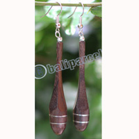 Wooden Earring, Made From Sono Wood With Stainless