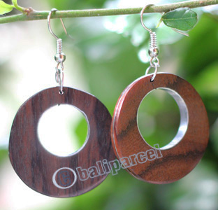 Wooden Earring, Made From Sono Wood With Stainless