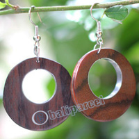Wooden Earring, Made From Sono Wood With Stainless