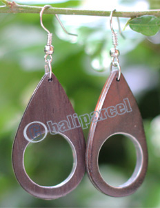 Wooden Earring, Made From Sono Wood With Stainless