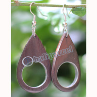 Wooden Earring, Made From Sono Wood With Stainless