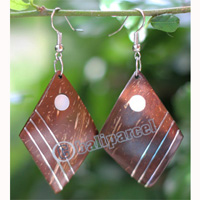 Wooden Earring, Made From Sono Wood With Stainless