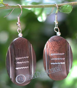 Wooden Earring, Made From Sono Wood With Stainless