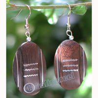 Wooden Earring, Made From Sono Wood With Stainless