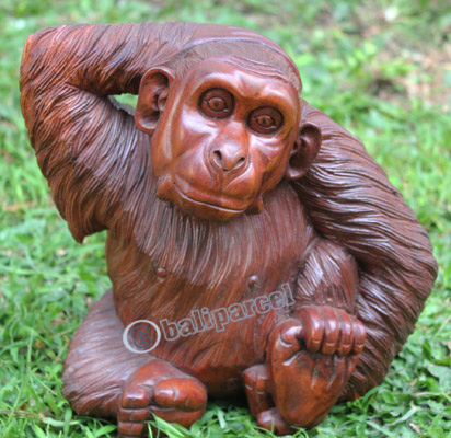 Wooden Monkey, Hand Carved From Suar Wood