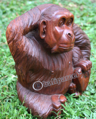 Wooden Monkey, Hand Carved From Suar Wood
