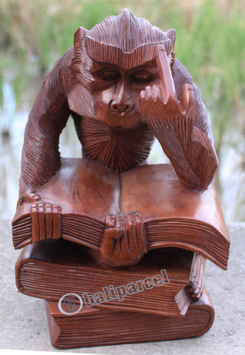 Wooden Monkey, Hand Carved From Suar Wood
