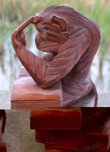 Wooden Monkey, Hand Carved From Suar Wood