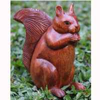 Wooden Squirrel, Hand Carved From Suar Wood