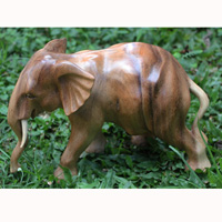Wooden Walking Elephant, Hand Carved From Suar Wood