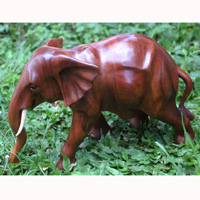 Wooden Walking Elephant, Hand Carved From Suar Wood