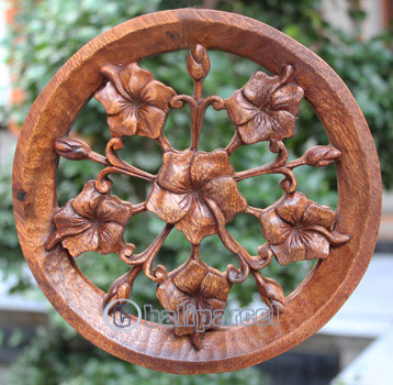 Wooden Wallhanging, Handcarved From Mahagony Wood