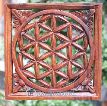 Wooden Wallhanging, Handcarved From Mahagony Wood