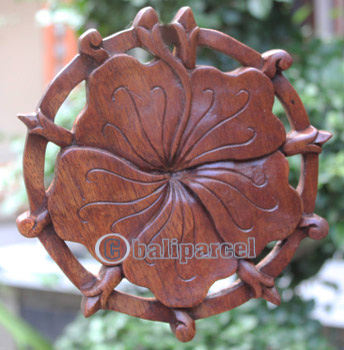 Wooden Wallhanging, Handcarved From Mahagony Wood