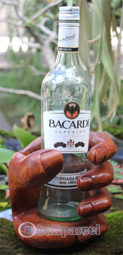 Finger Wine Bottle Holder Carving, Hand Carved From Suar Wood