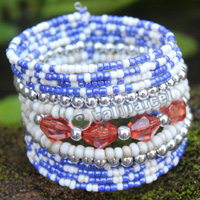Bracelet, Made From Glassbeads With Metal