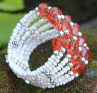 Bracelet, Made From Glassbeads With Metal