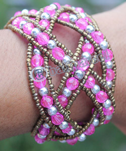 Bracelet, Made From Glassbeads With Metal