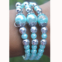 Bracelet, Made From Glassbeads With Metal