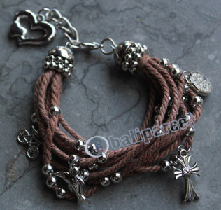 Bracelet, Made From Cotton String With Metal